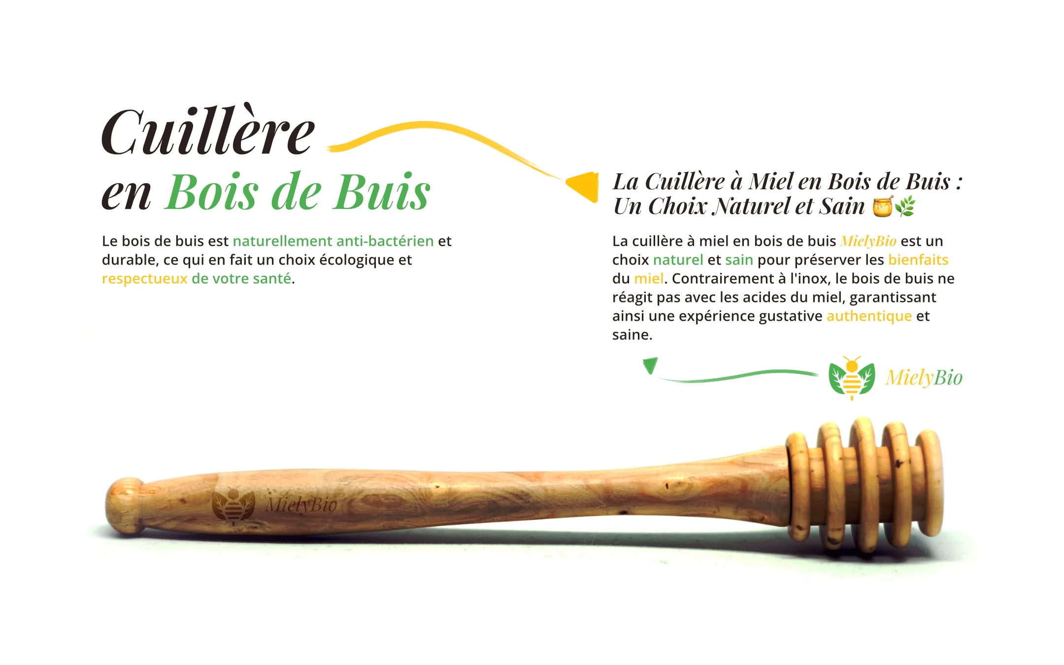 cuillère en buis naturelle spécialement conçue pour le miel