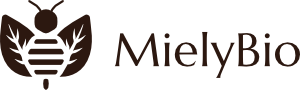 Logo MielyBio format paysage avec une abeille et le texte "MielyBio" pour les en-têtes et bannières.