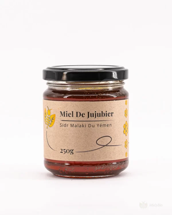 Pot de 250g de miel de jujubier royal (Sidr Malaki) du Yémen, conditionné artisanalement.