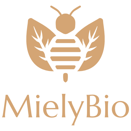 Favicon MielyBio : Une abeille stylisée avec des ailes en feuilles, symbole d’apiculture durable.